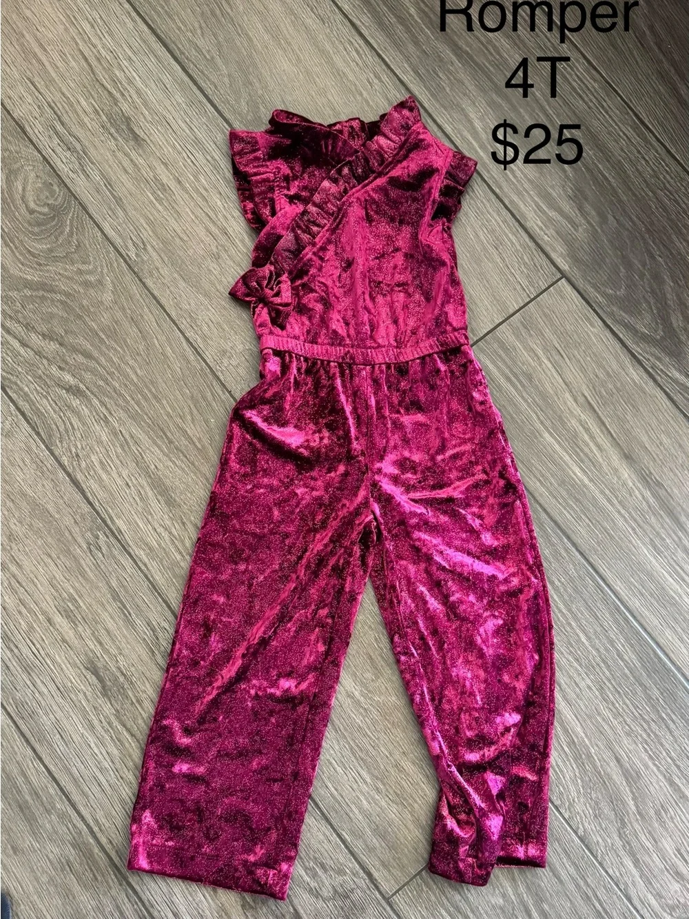 Gymboree Velvet Ruffled One-Shoulder Romper - Fuchsia
